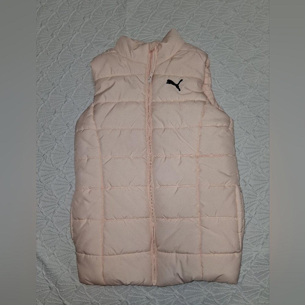 Puma Kids Light Pink Quilted Vest Size M.10/12 - Picture 3 of 16
